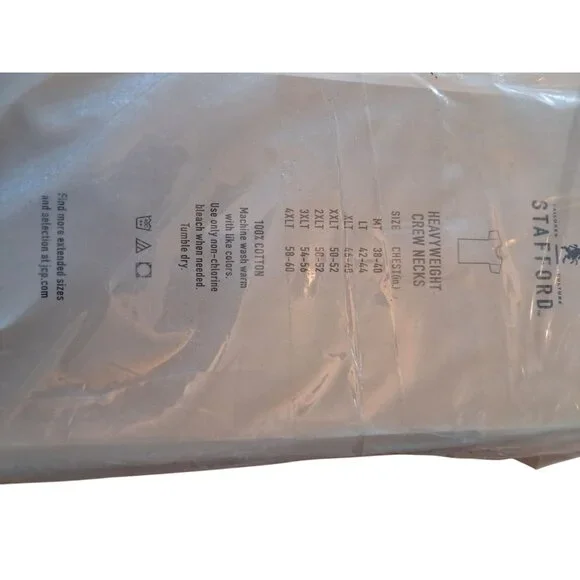 Stafford 4-Pack Heavyweight Crew Necks 2XLT 100% Cotton Undershirts Mens White - Picture 5 of 9